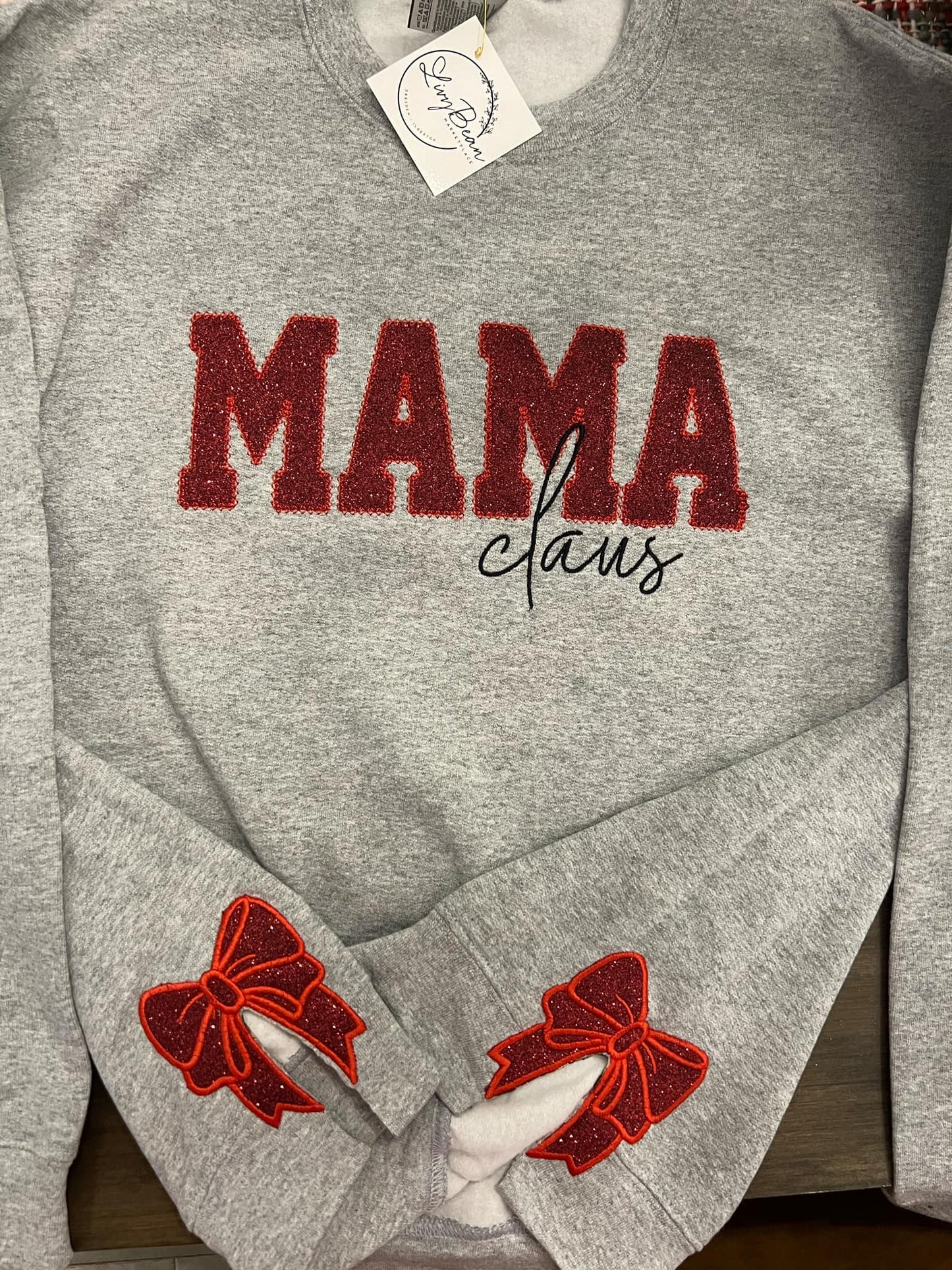 Mama Claus Glitter embroidered crew neck