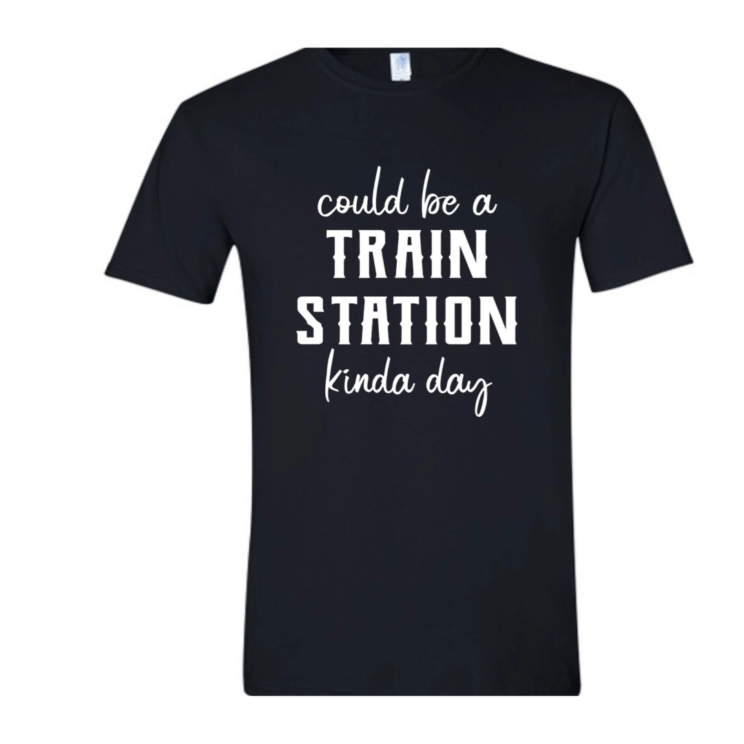 Basic Adult T- Shirts - Yellowstone Train Station Day
