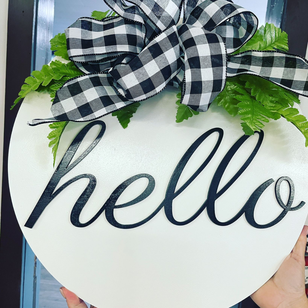 Round Hello Sign
