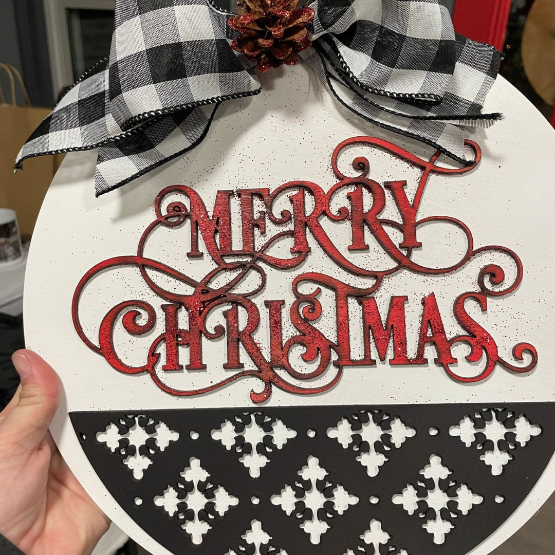 Round Merry Christmas Sign