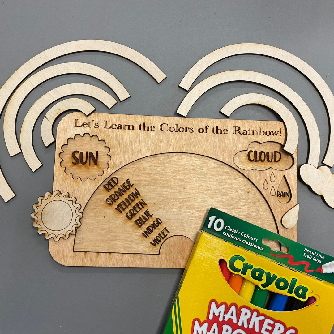 Wooden Rainbow Colouring Activity Board