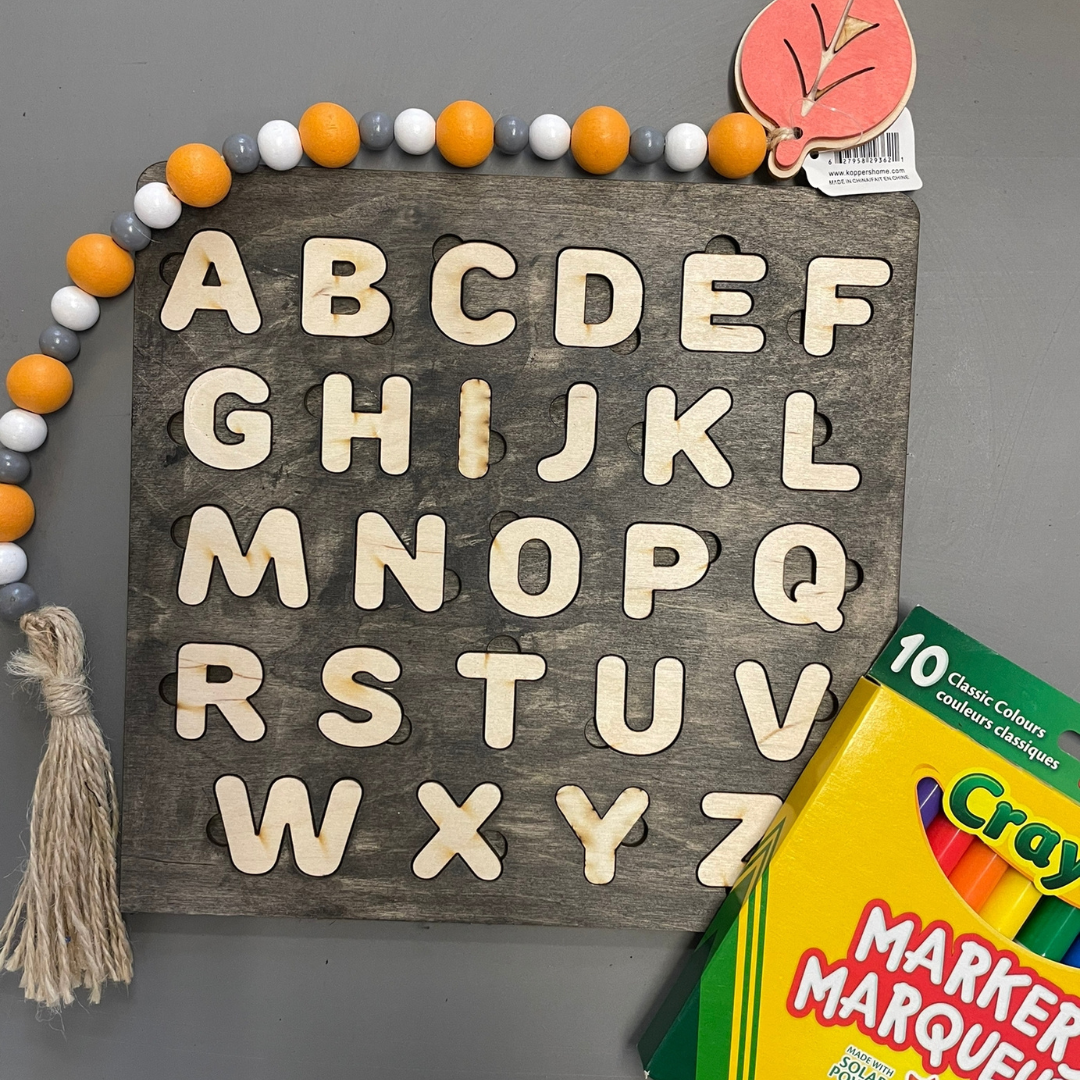 Wooden ABC Colouring Chart