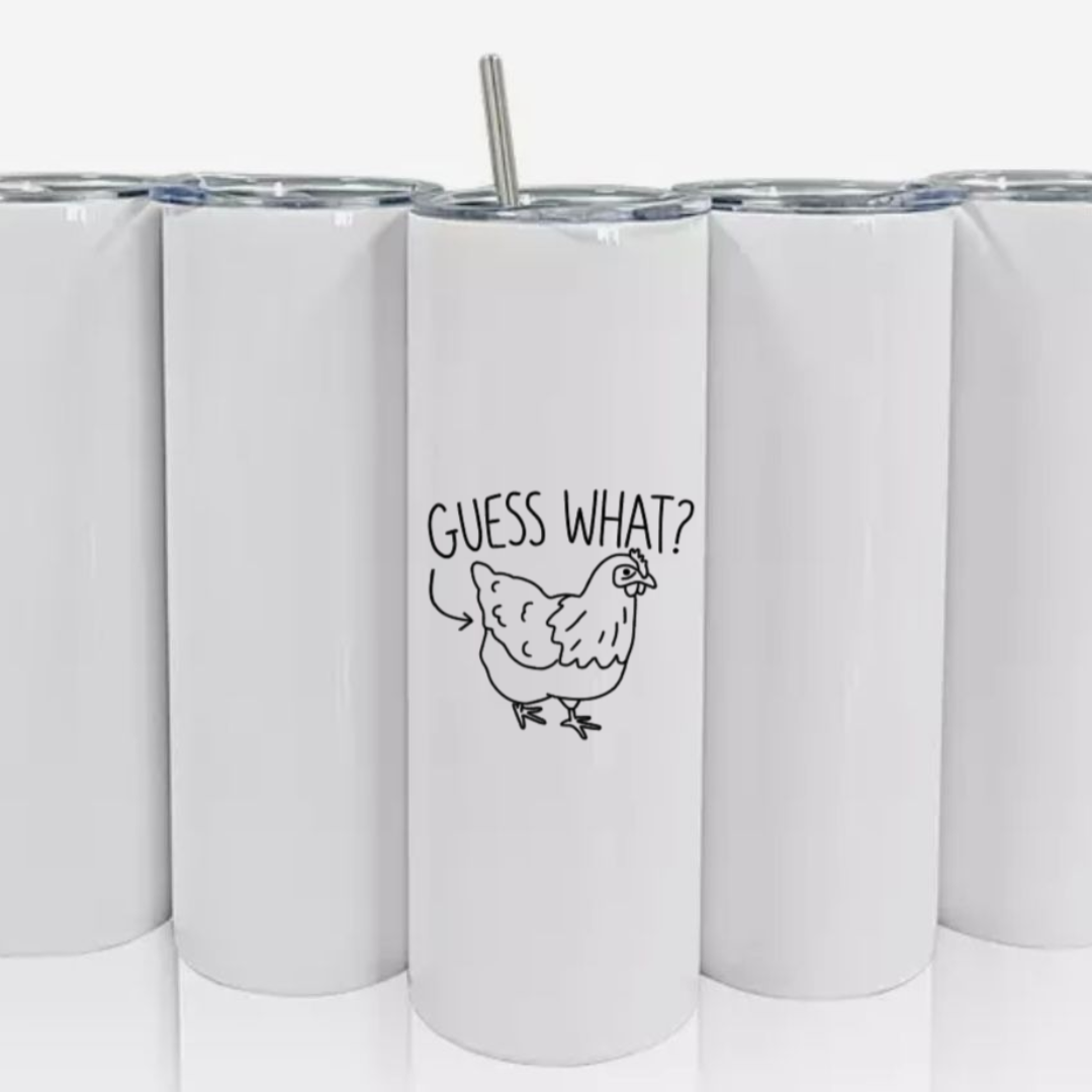 Double Walled Tall/Skinny Cup with Straw - Guess What?