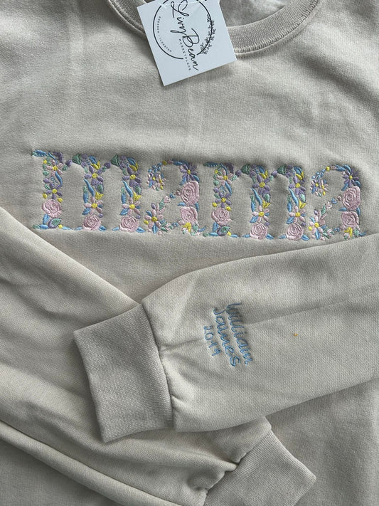 Custom Embroidered Flower MAMA sweatshirt
