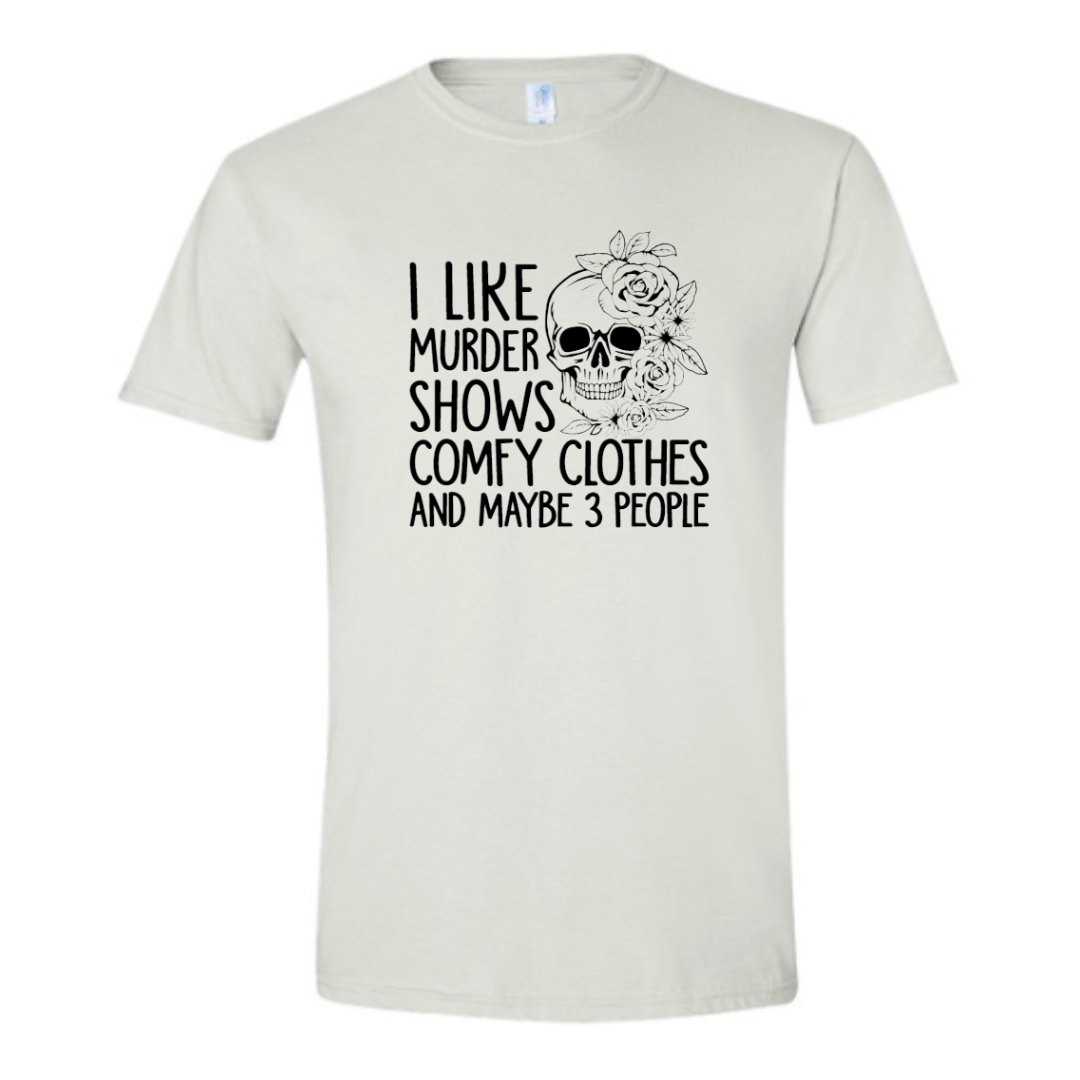 Basic Adult T- Shirts - Murder Shows and 3 People