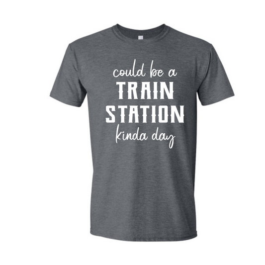 Basic Adult T- Shirts - Yellowstone Train Station Day