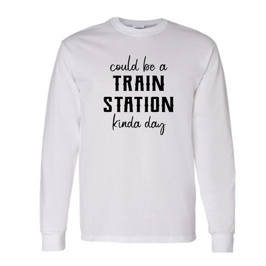Basic Adult Long Sleeve Shirts - Yellowstone Train Station Day