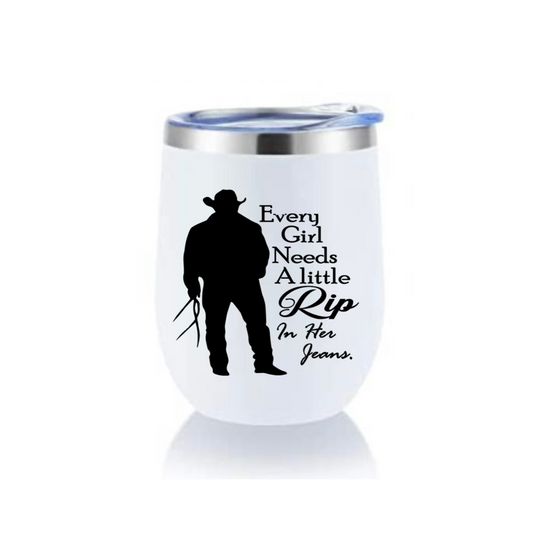 Wine Tumbler - Yellowstone Rip In Jeans