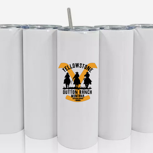 Double Walled Tall/Skinny Cup with Straw - Yellowstone Ranch