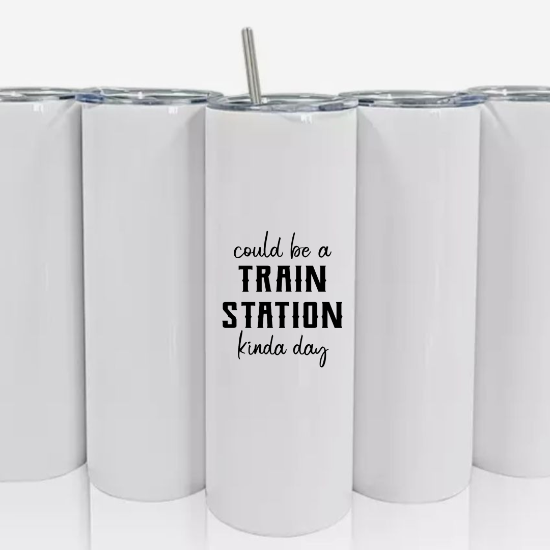 Double Walled Tall/Skinny Cup with Straw - Yellowstone Train Station Day