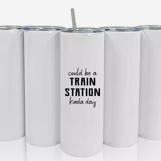 Double Walled Tall/Skinny Cup with Straw - Yellowstone Train Station Day