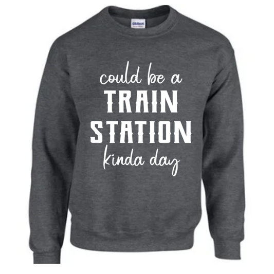 Basic Adult Crew Sweatshirt - Yellowstone Train Station Day