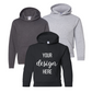 YOUR DESIGN Basic Youth Crew Hooded Sweatshirt HTV Print- 9 Colour Options