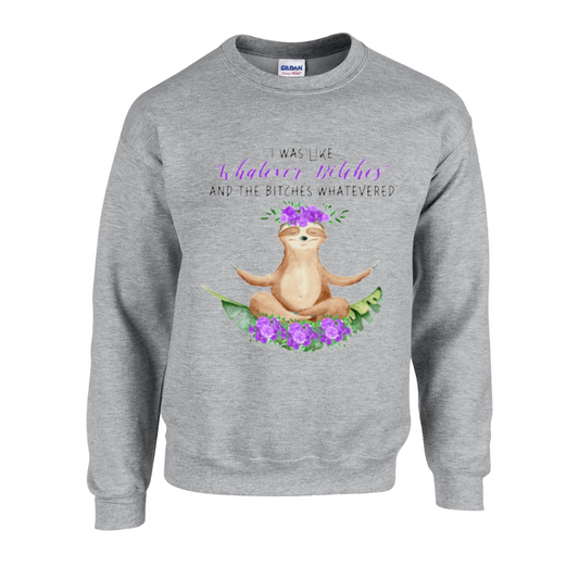 Basic Adult Crew Sweatshirt - Whatever Sloth