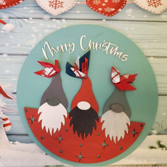 Round Holiday Gnome Sign