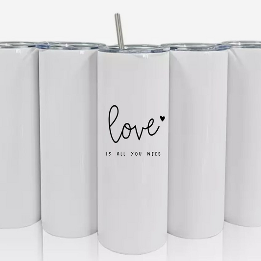 Double Walled Tall/Skinny Cup with Straw - Love is All You Need