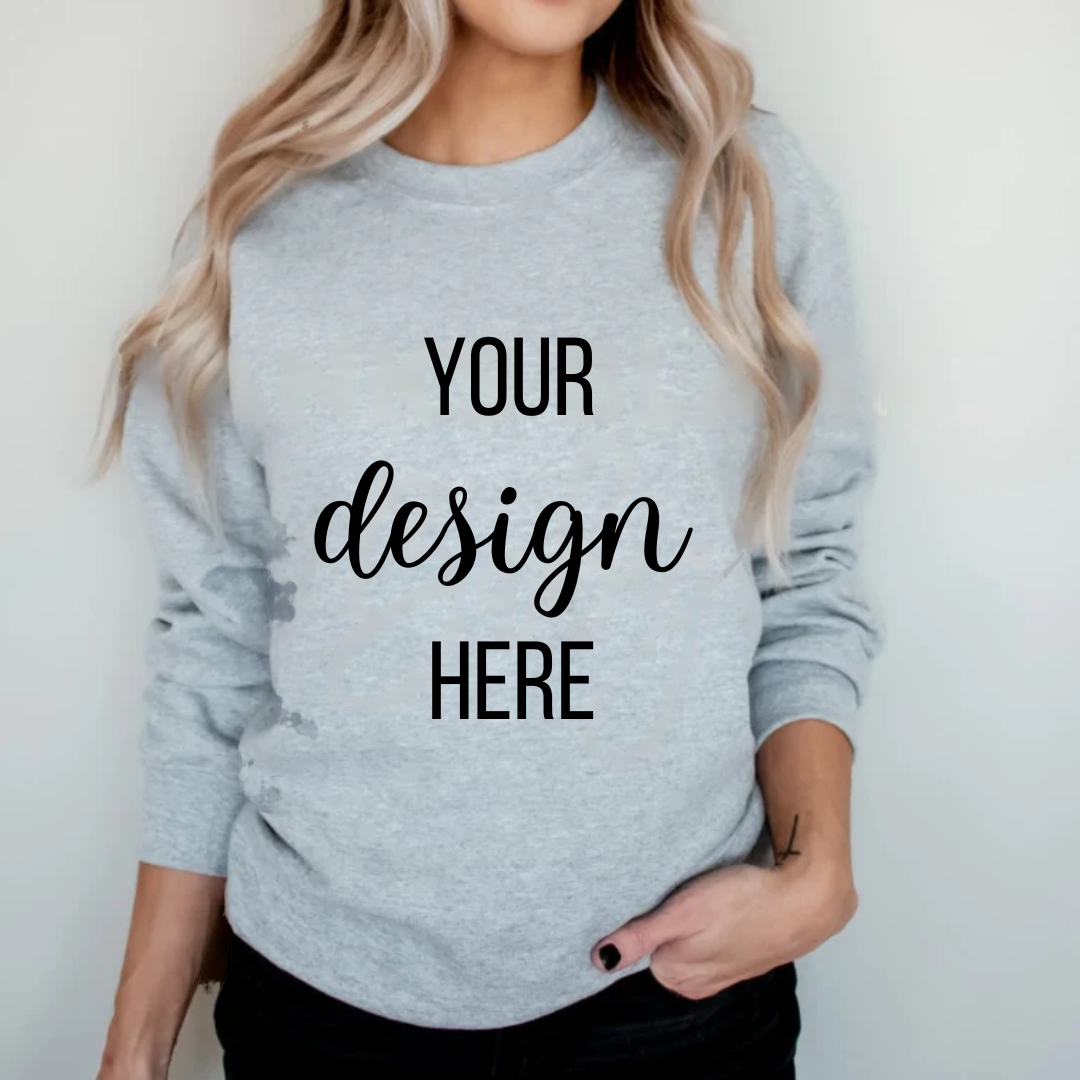 YOUR DESIGN Premium Adult Crew Sweatshirt - HTV Print - 9 Colour Options