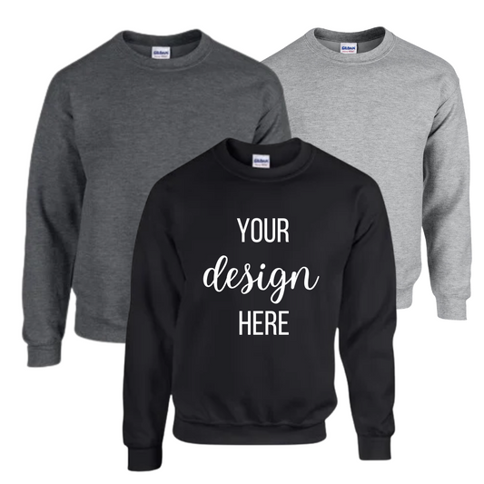 YOUR DESIGN Basic Adult Crew Sweatshirt HTV Print - 8 Colour Options